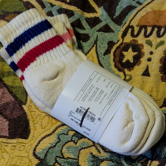 American Trench White Socks with Pink and Green Stripes - Picture 2 of 7